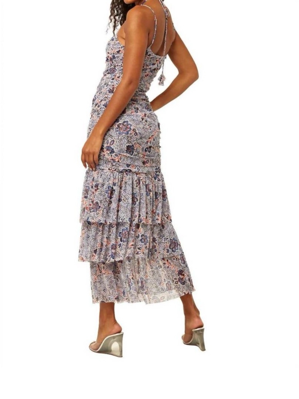 MISA Los Angeles Nicola Feathered Floral Halter Maxi Dress NWT Medium - Picture 2 of 13